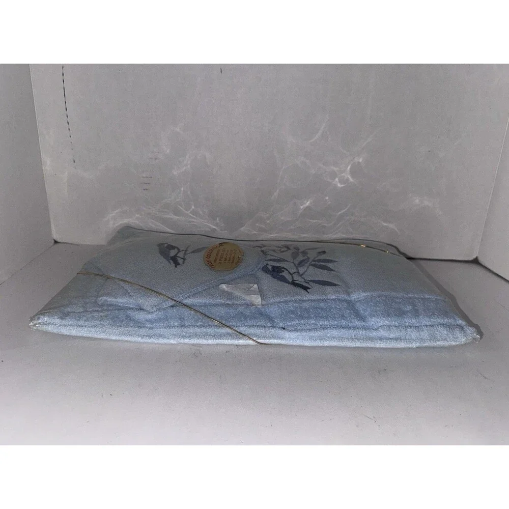 Vintage Troy Collection 3 Pc Blue Bird Floral Embroidered Towel Set NOS USA